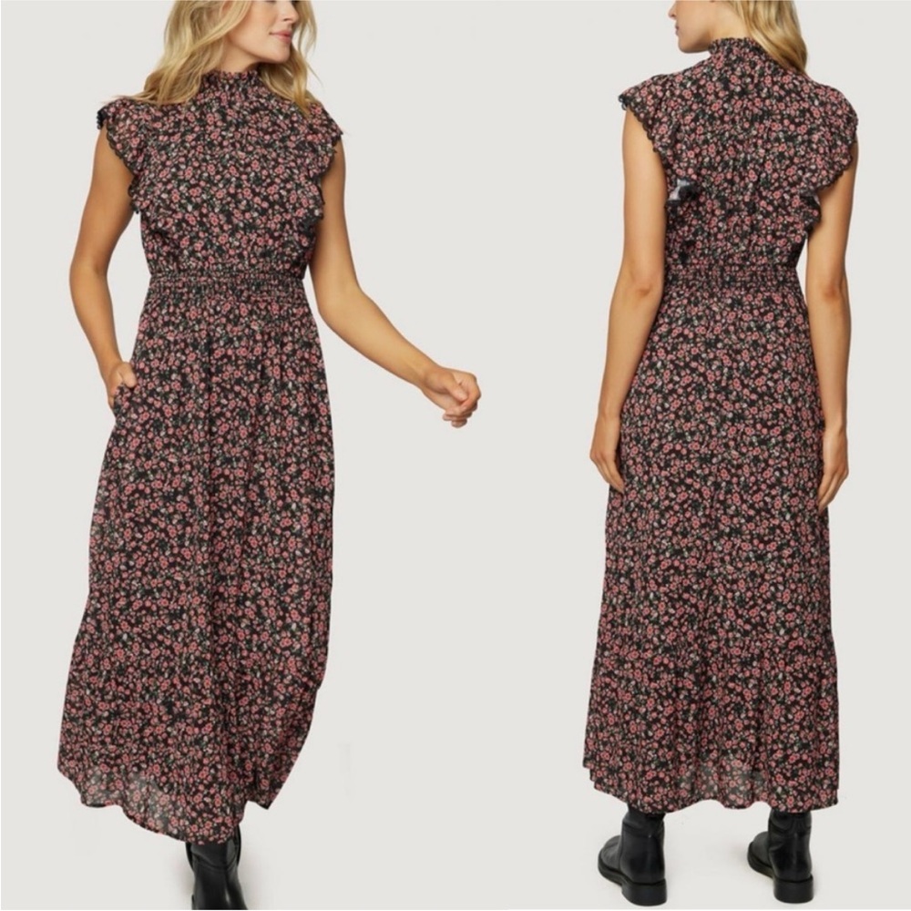Lost + Wander Dress Garden Maxi Dress Black-Pink-Floral
